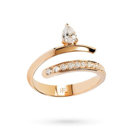 18kt rose gold Twist ring diamond drop brilliants RFJewels