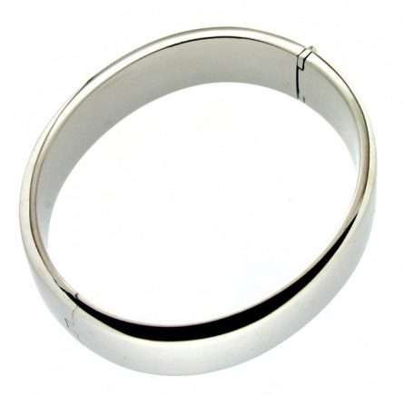 Bracciale rigido schiava in oro bianco 18kt lucido spesso