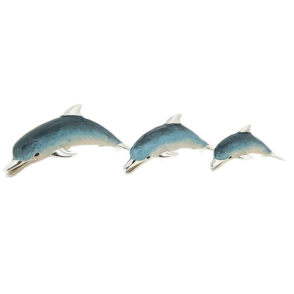 Trio of enameled dolphins silver ornament Saturnoo ST158
