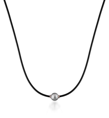 Black rubber necklace with Tahiti pearl Ø 9-10mm