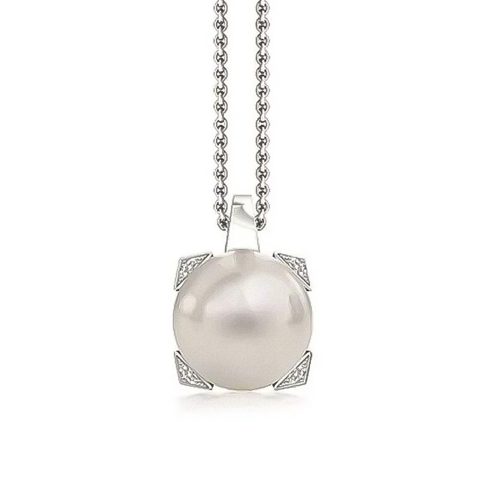 Choker with Japanese Akoya pearl Ø 8.5-9 mm and diamonds