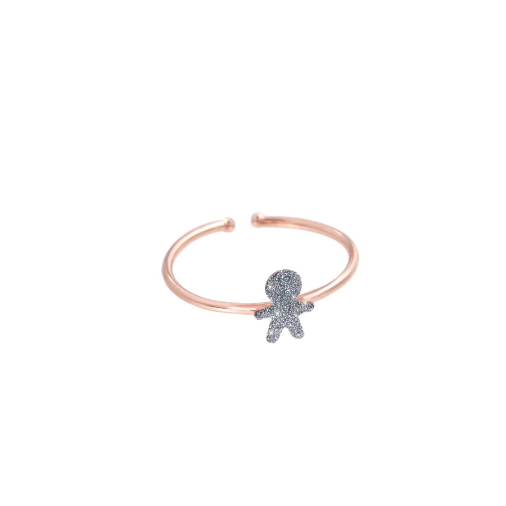 Aurum ring in 18kt rose gold with diamond boy