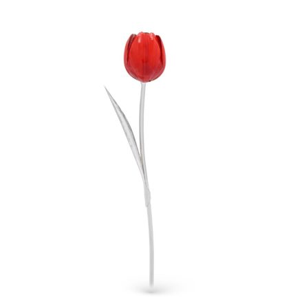 Red tulip ornament in sterling silver 23,5cm
