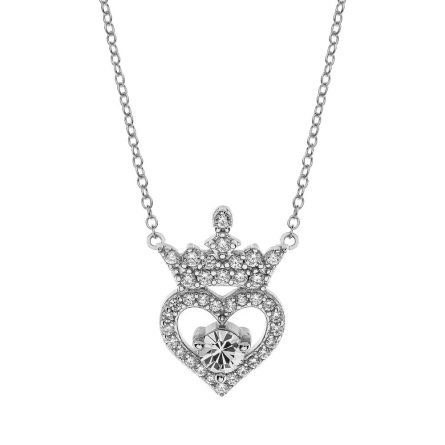 Collana bambini Disney Cuore Corona cristalli bianchi