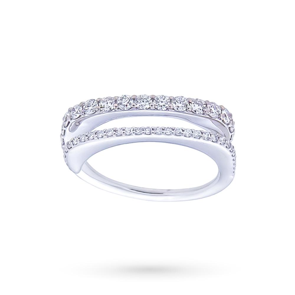 Anillo doble riviera en oro blanco con diamantes 0,75ct