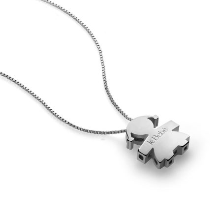Collana leBebé LBB921 sagoma bimba oro bianco 18kt
