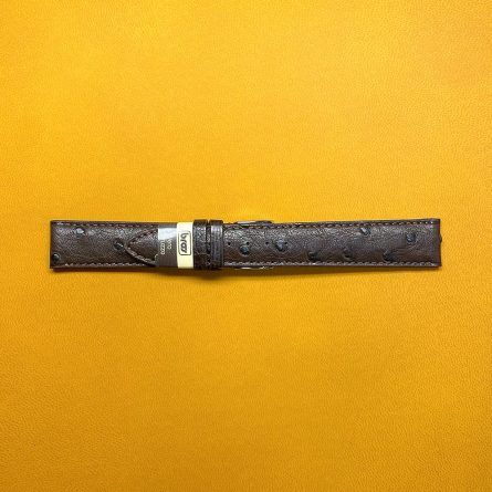 Cinturino pelle struzzo marrone scuro 18-16mm