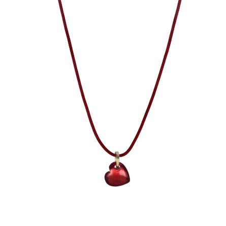 18Kt Gold Heart Pendant with Red Garnet