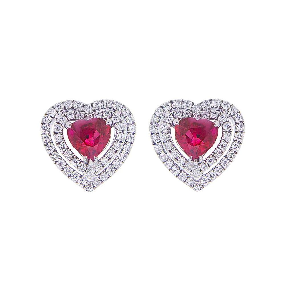 Pendientes rubí corazones 0.88ct diamantes 0.28ct Mirco Visconti