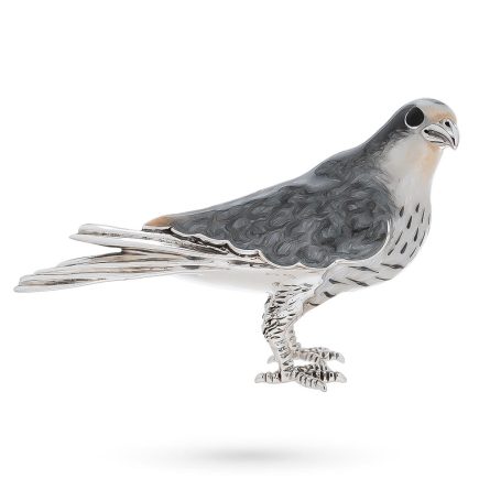 Falcon large ornament in 925 silver enamel