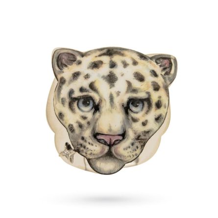 Pendant and brooch with white leopard of Gabriella Rivalta