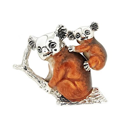 Enamelled Koala with Baby silver ornament Saturnoo ST149