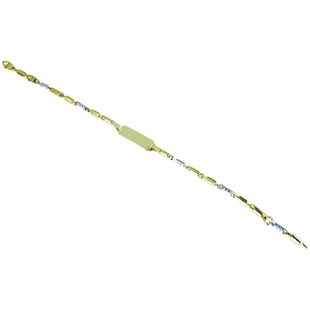 Bracelet with plate with hollow tubular link chain 15 cm long with 14 cm reduction ring