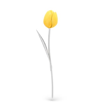 Yellow tulip ornament in sterling silver 23,5cm