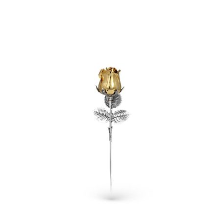 Rosa soprammobile argento 925 dorata h 13cm
