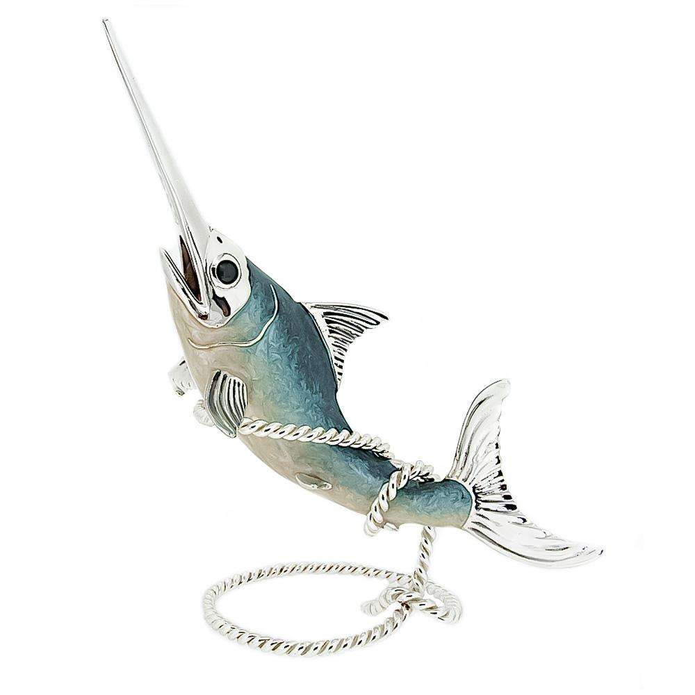 Swordfish on enameled string silver ornament Saturnoo ST162