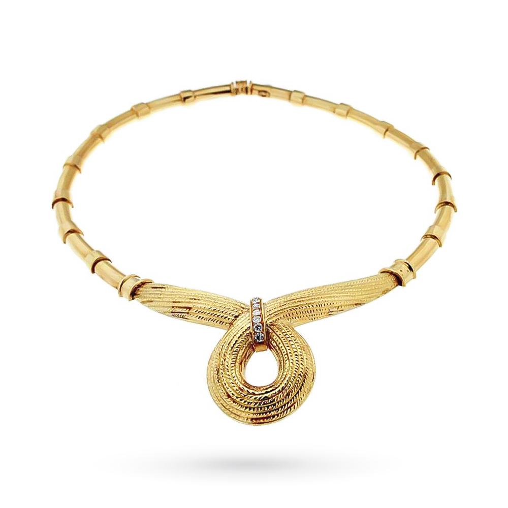 Collana rigida Neptune oro giallo 18kt diamanti 0,40ct