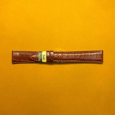 Cinturino pelle alligatore marrone opaco 20-16mm