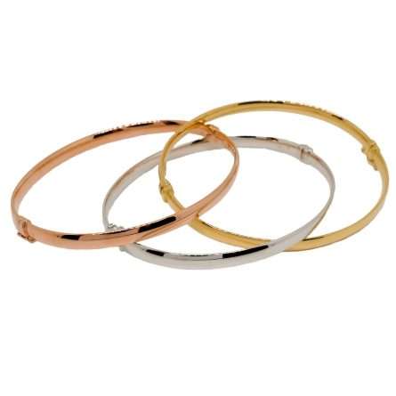 tríptico de pulseras rígidas en tres colores brillantes 4mm 60mm de ancho