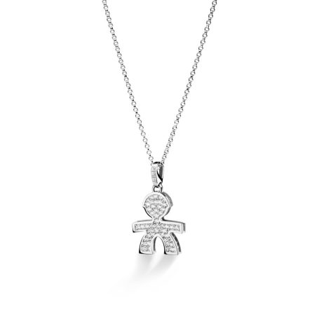 Collana leBebé LBB425 sagoma bimbo oro bianco diamanti ct 0,44