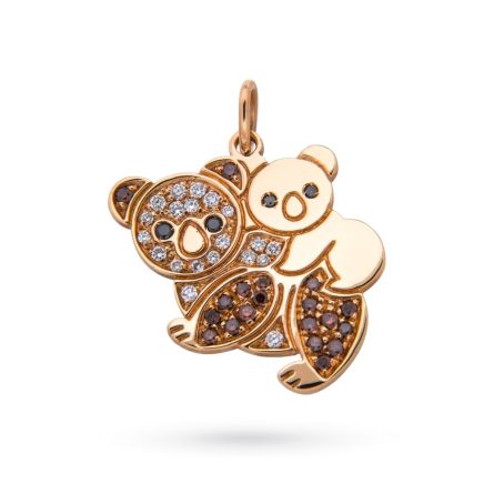 Colgante koala madre y bebé en oro rosa y diamantes 0,57ct