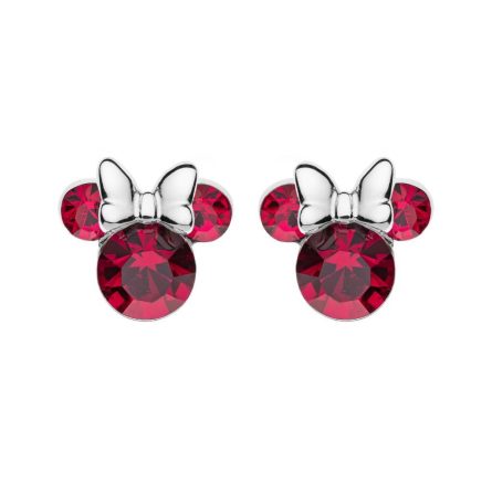 Orecchini bambina Disney Minnie argento cristallo rosso rubino