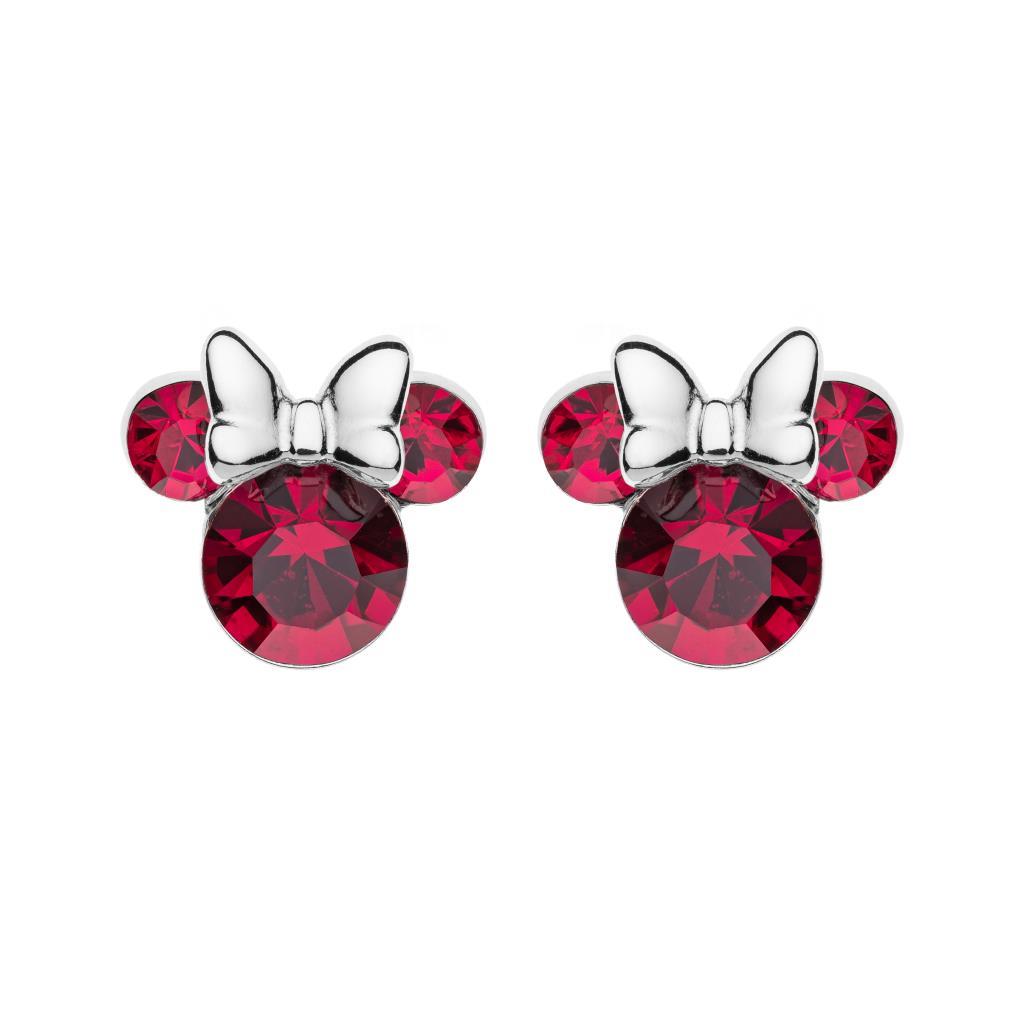Orecchini bambina Disney Minnie argento cristallo rosso rubino