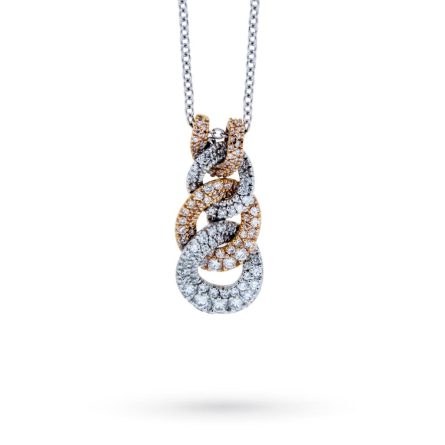 Girocollo oro bianco rosa catena diamanti 1,10ct Mirco Visconti