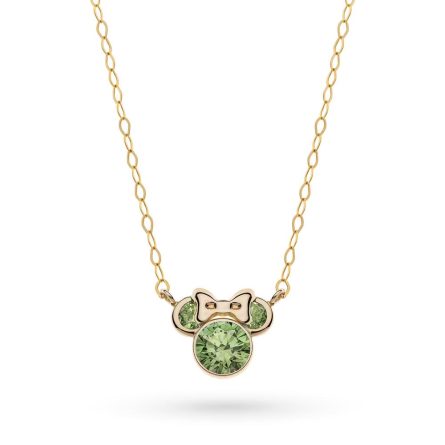 Collana bambina Disney Minnie oro giallo 9kt cristalli verdi