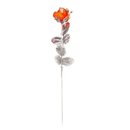 Saturno - Large "Amber" Rose Hand Painted Orange H 48 cm Silver Ornaments