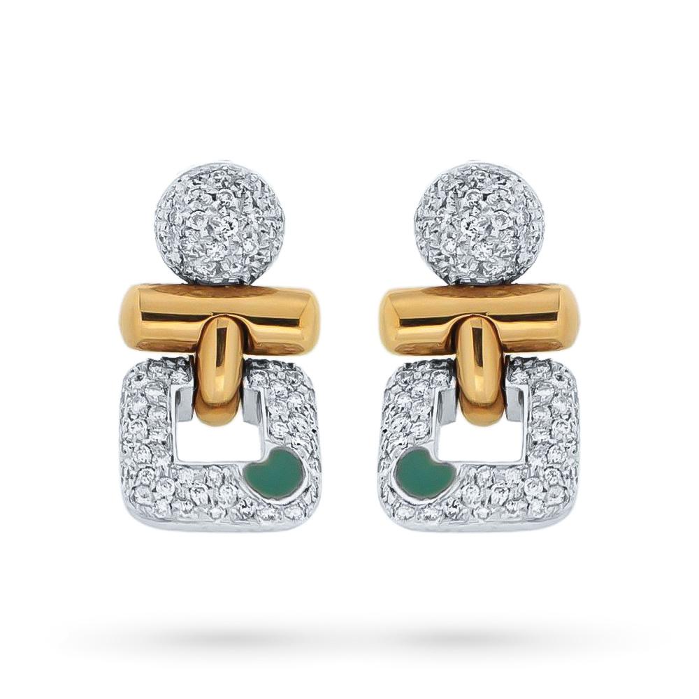 Orecchini Nouvelle oro diamanti 0,94ct smalto turchese