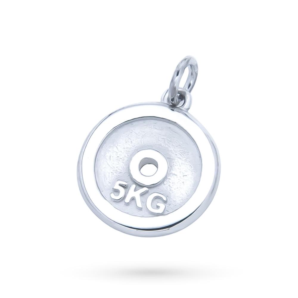 Ciondolo argento 925 disco peso 5kg palestra