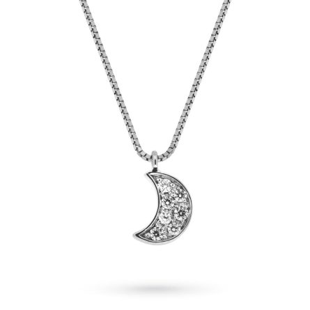 Collar Mirco Visconti en oro blanco con diamantes y luna de 0,09ct