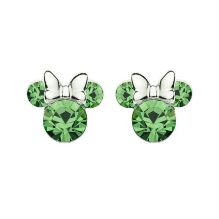 Orecchini bambina Disney Minnie argento cristallo verde peridoto