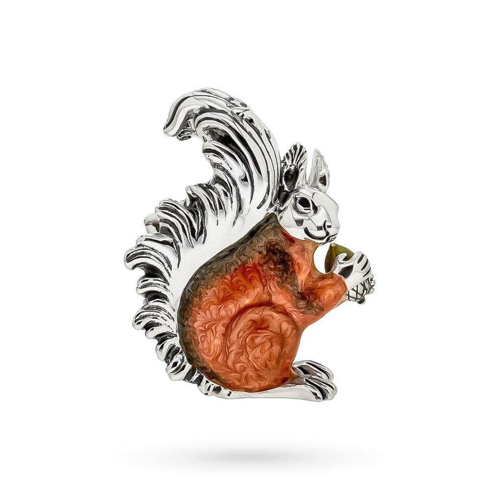 Squirrel with acorn large enamel silver ornament Saturnoo ST128-1