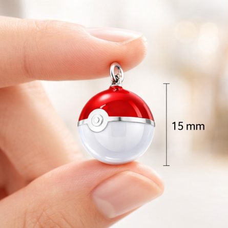 Colgante Pokeball bola plata esmalte rojo blanco