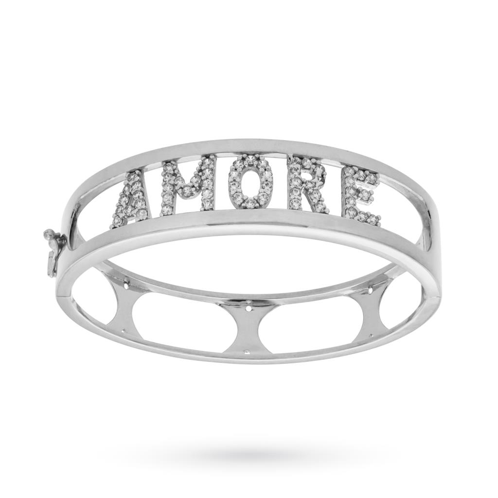 Bracciale rigido nome argento zirconi personalizzabile