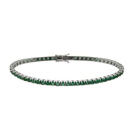 Pulsera tenis de oro blanco con esmeraldas de 4.16ct