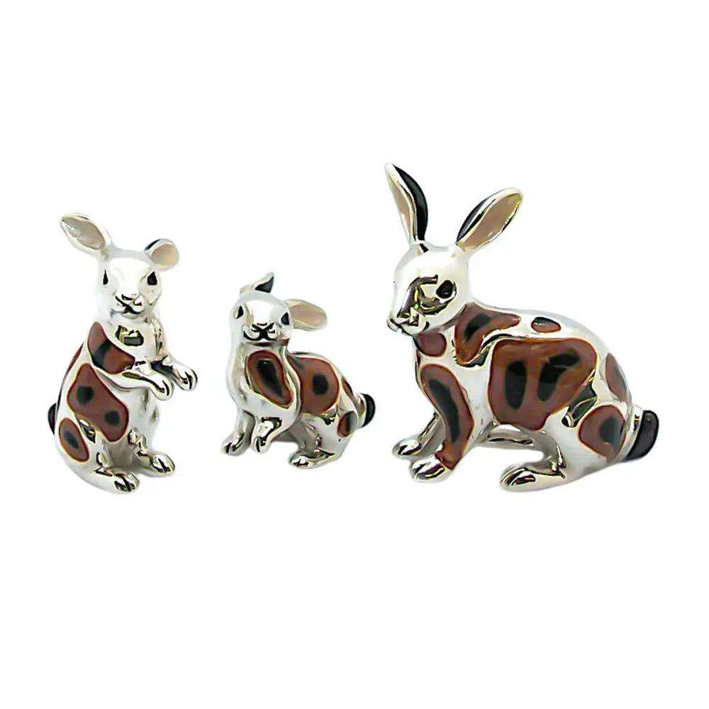 Family of 3 enamel rabbits ornament Saturnoo ST20