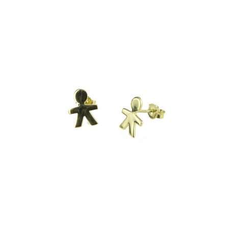 18kt Gold Baby Earrings with Polished Plates 12x9mm