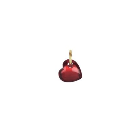 18Kt Gold Heart Pendant with Red Garnet