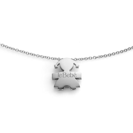 Collana leBebé LBB903 sagoma bimba oro bianco 18kt