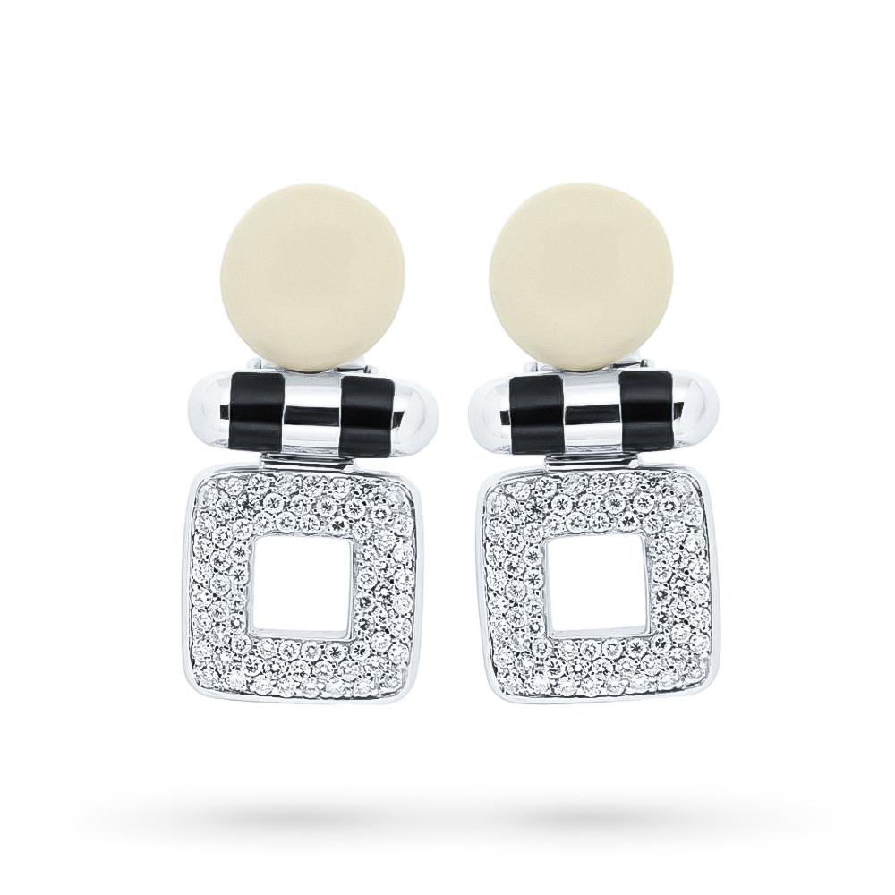Pendientes Nouvelle Bague en esmalte dorado con diamantes 1.44ct