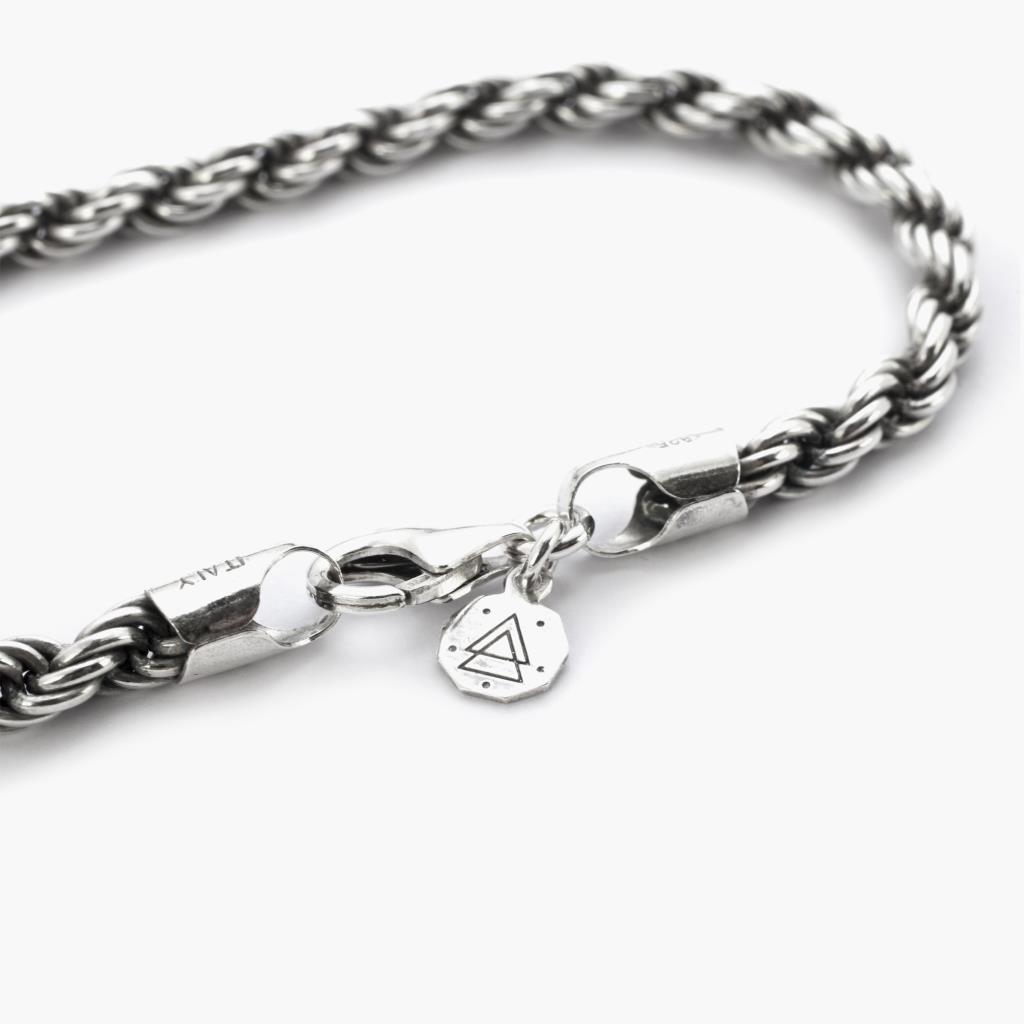 Nove25 polished burnished silver 100 rope bracelet