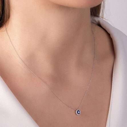 White gold necklace with 0.38ct sapphire 0.09ct diamonds Mirco Visconti