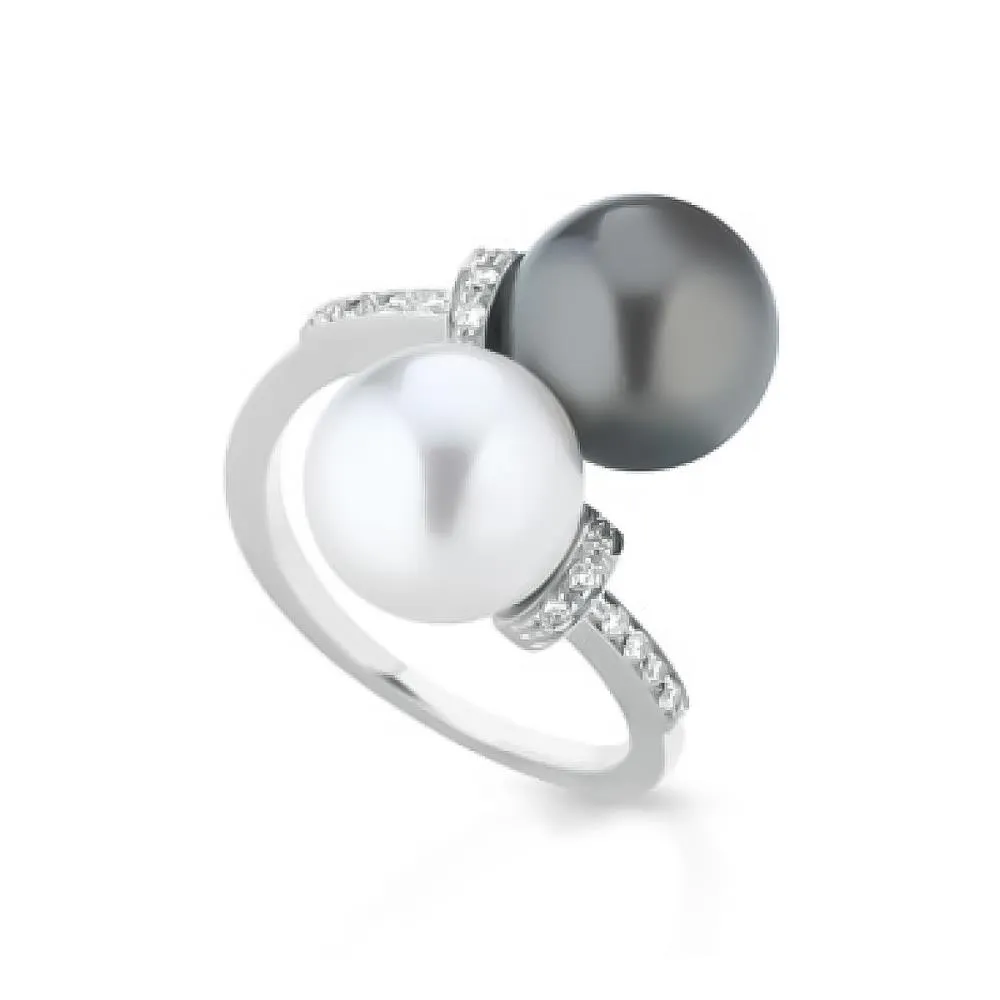 Contrary ring with Edision and Tahiti pearl Ø 10-11 mm