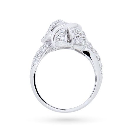 Anillo de oro blanco con pavé de hojas de diamantes 1,62ct
