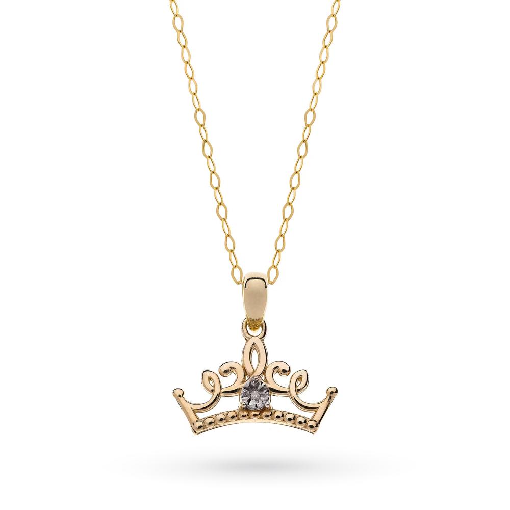 Collana per bambini Disney Princess Corona Oro giallo 9kt