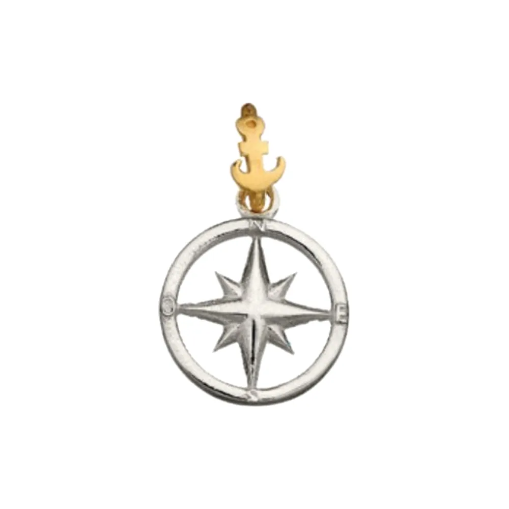 Edoardo Mariani 925 silver 9kt gold wind rose pendant