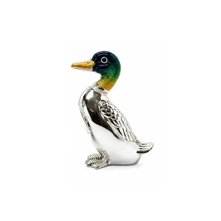 Anatra piccola in piedi Soprammobile Piccolo argento 925 smalto